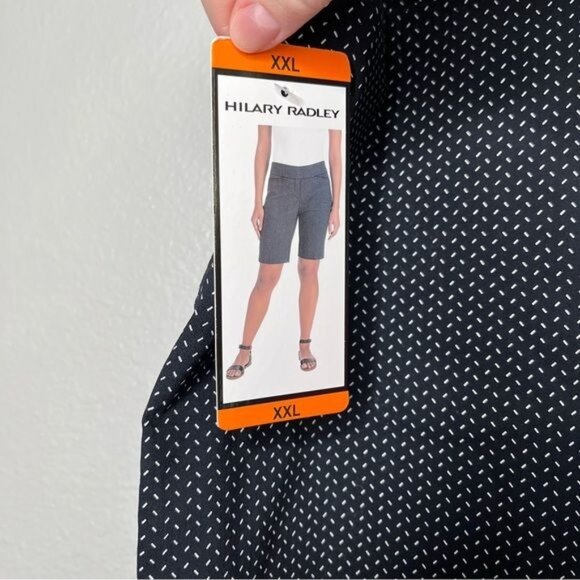 Hilary Radley navy geometric 9” chino Golf Dress shorts size XXL - Picture 7 of 13